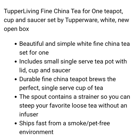 ☕️🫖NWT‼️ Tupperliving Fine China Teapot for One - Picture 3 of 9